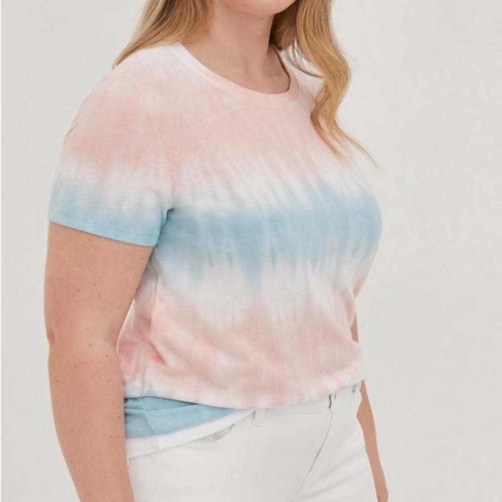 Torrid Pink and Blue Vintage Triblend Crew Neck Short Sleeve Tee